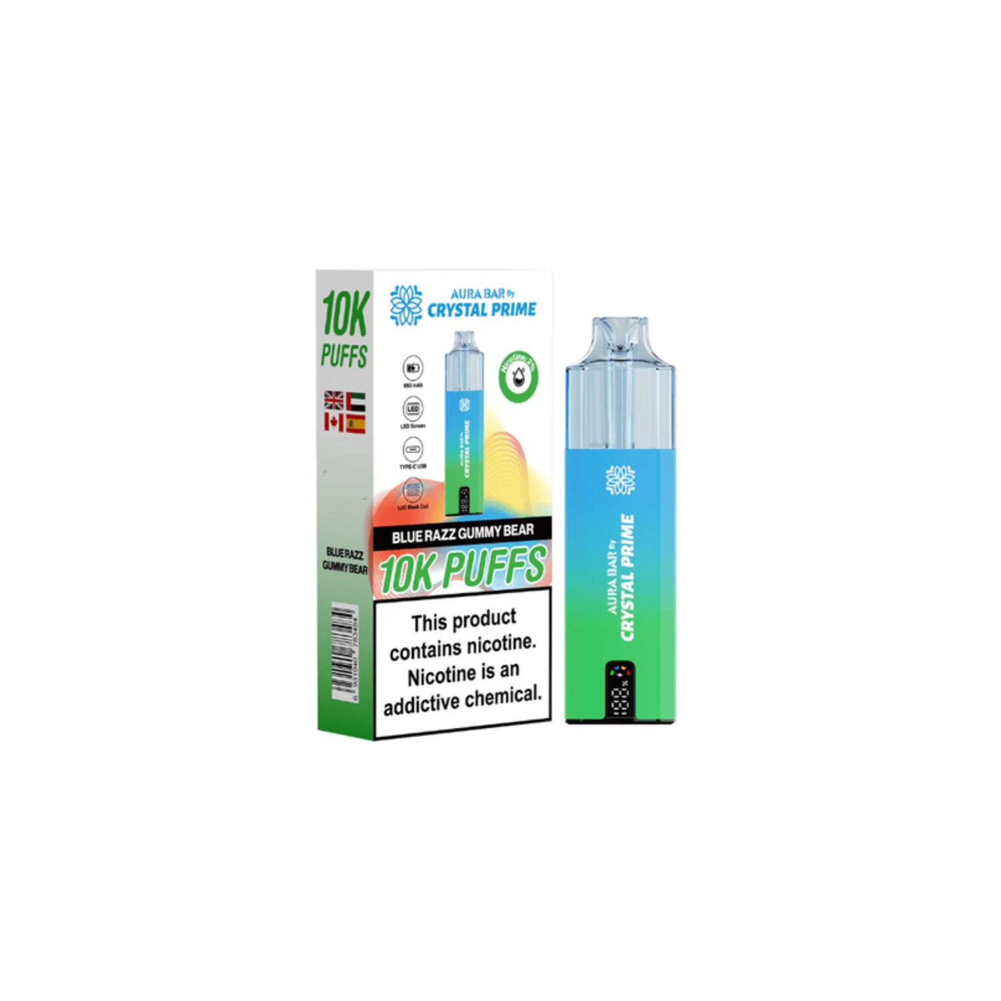 Aura Bar 10K Rechargeable Vape By Crystal Prime